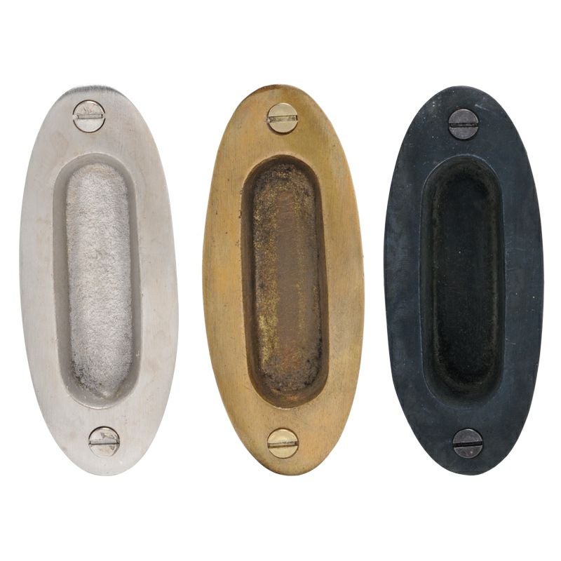 真鍮 引き戸用 取っ手 OVAL POCKET D. PULL 約62g 4個セット | ニッペ
